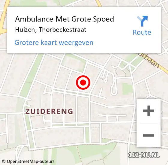 Locatie op kaart van de 112 melding: Ambulance Met Grote Spoed Naar Huizen, Thorbeckestraat op 13 juli 2015 06:58