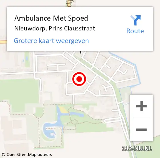 Locatie op kaart van de 112 melding: Ambulance Met Spoed Naar Nieuwdorp, Prins Clausstraat op 13 juli 2015 07:17