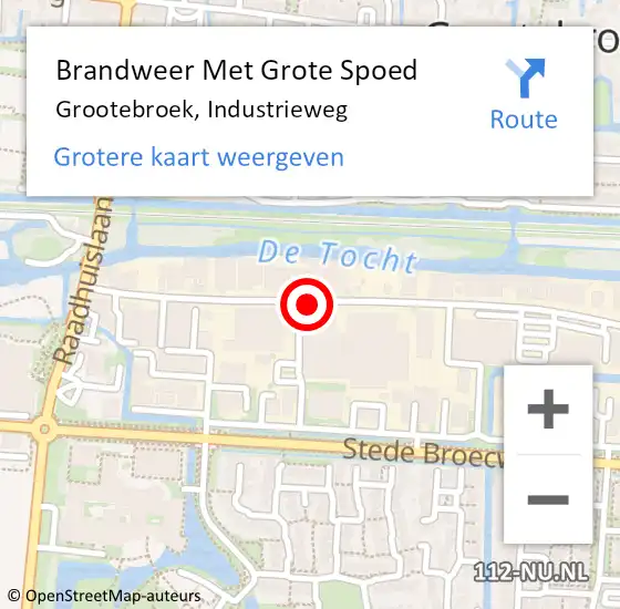 Locatie op kaart van de 112 melding: Brandweer Met Grote Spoed Naar Grootebroek, Industrieweg op 13 juli 2015 07:43