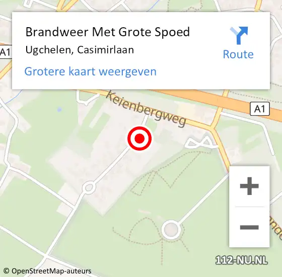 Locatie op kaart van de 112 melding: Brandweer Met Grote Spoed Naar Ugchelen, Casimirlaan op 13 juli 2015 08:34