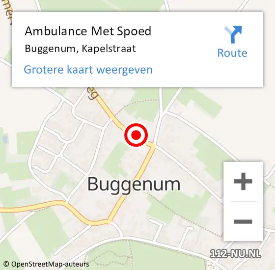 Locatie op kaart van de 112 melding: Ambulance Met Spoed Naar Buggenum, Kapelstraat op 13 juli 2015 08:57