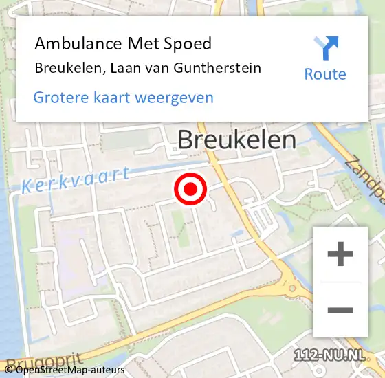 Locatie op kaart van de 112 melding: Ambulance Met Spoed Naar Breukelen, Laan van Guntherstein op 13 juli 2015 08:58