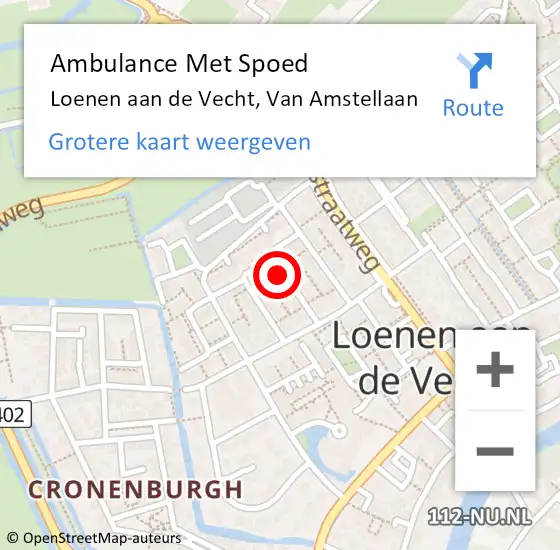 Locatie op kaart van de 112 melding: Ambulance Met Spoed Naar Loenen aan de Vecht, Van Amstellaan op 13 juli 2015 09:00