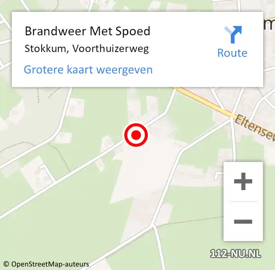 Locatie op kaart van de 112 melding: Brandweer Met Spoed Naar Stokkum, Voorthuizerweg op 13 juli 2015 09:24