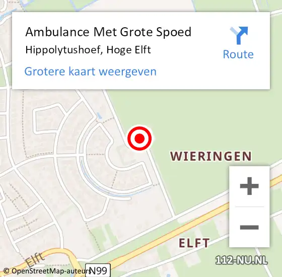 Locatie op kaart van de 112 melding: Ambulance Met Grote Spoed Naar Hippolytushoef, Hoge Elft op 13 juli 2015 09:32