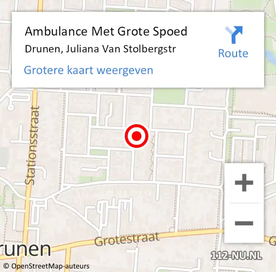 Locatie op kaart van de 112 melding: Ambulance Met Grote Spoed Naar Drunen, Juliana Van Stolbergstr op 13 juli 2015 09:37