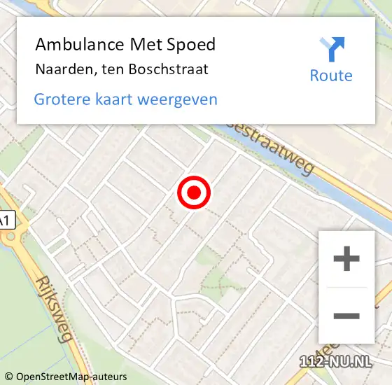 Locatie op kaart van de 112 melding: Ambulance Met Spoed Naar Naarden, ten Boschstraat op 13 juli 2015 09:37