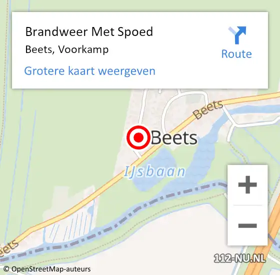 Locatie op kaart van de 112 melding: Brandweer Met Spoed Naar Beets, Voorkamp op 13 juli 2015 10:09