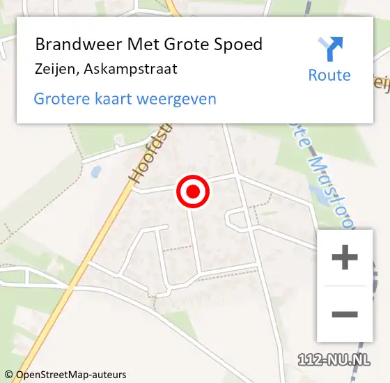 Locatie op kaart van de 112 melding: Brandweer Met Grote Spoed Naar Zeijen, Askampstraat op 13 juli 2015 11:06