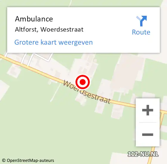 Locatie op kaart van de 112 melding: Ambulance Altforst, Woerdsestraat op 13 juli 2015 11:53