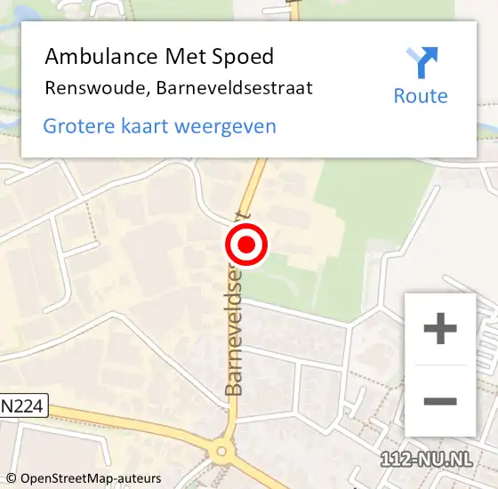 Locatie op kaart van de 112 melding: Ambulance Met Spoed Naar Renswoude, Barneveldsestraat op 13 juli 2015 12:07