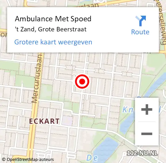 Locatie op kaart van de 112 melding: Ambulance Met Spoed Naar 't Zand, Grote Beerstraat op 13 juli 2015 12:17