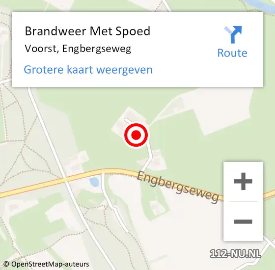 Locatie op kaart van de 112 melding: Brandweer Met Spoed Naar Voorst, Engbergseweg op 13 juli 2015 14:40