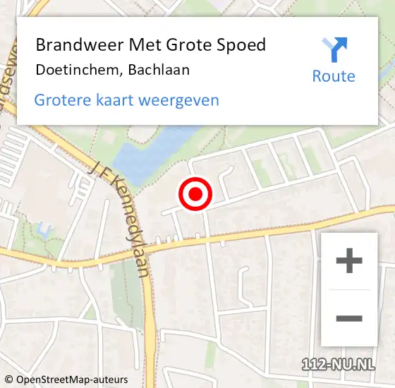 Locatie op kaart van de 112 melding: Brandweer Met Grote Spoed Naar Doetinchem, Bachlaan op 13 juli 2015 15:32