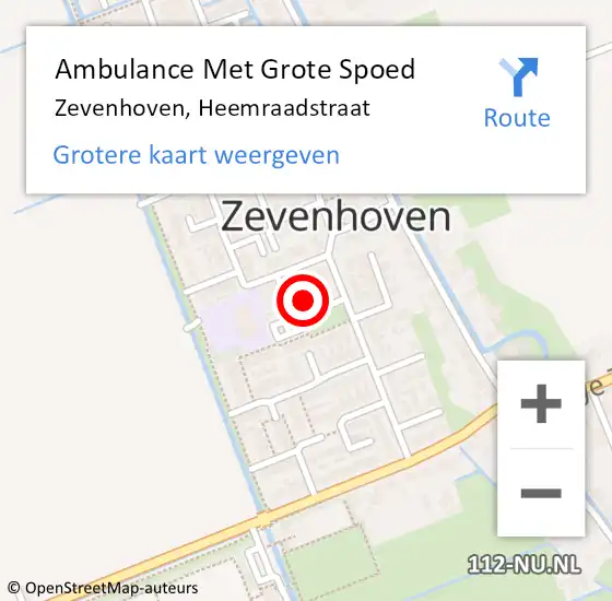 Locatie op kaart van de 112 melding: Ambulance Met Grote Spoed Naar Zevenhoven, Heemraadstraat op 13 juli 2015 15:33