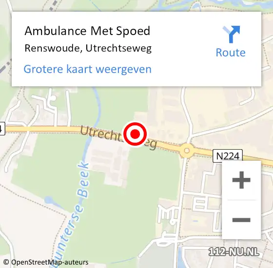 Locatie op kaart van de 112 melding: Ambulance Met Spoed Naar Renswoude, Utrechtseweg op 13 juli 2015 15:53