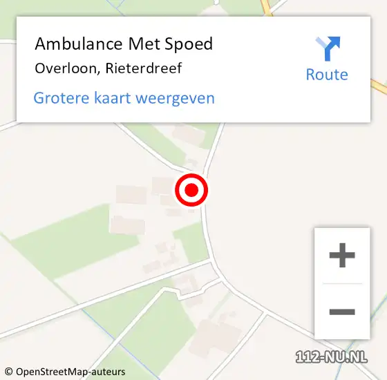 Locatie op kaart van de 112 melding: Ambulance Met Spoed Naar Overloon, Rieterdreef op 13 juli 2015 16:07