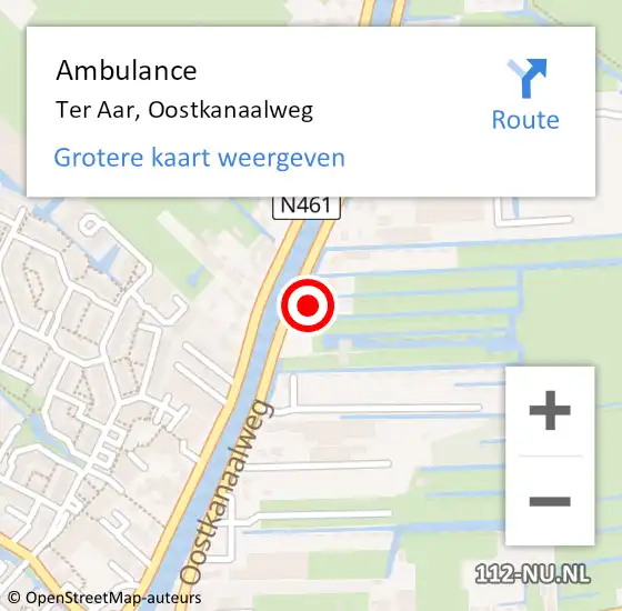 Locatie op kaart van de 112 melding: Ambulance Ter Aar, Oostkanaalweg op 13 juli 2015 17:19