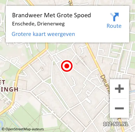 Locatie op kaart van de 112 melding: Brandweer Met Grote Spoed Naar Enschede, Drienerweg op 13 juli 2015 17:32