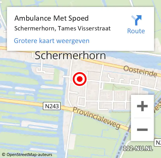 Locatie op kaart van de 112 melding: Ambulance Met Spoed Naar Schermerhorn, Tames Visserstraat op 14 november 2013 04:11