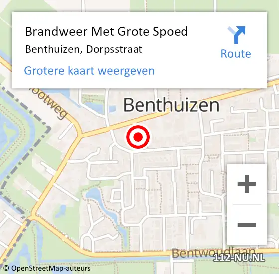 Locatie op kaart van de 112 melding: Brandweer Met Grote Spoed Naar Benthuizen, Dorpsstraat op 13 juli 2015 18:36