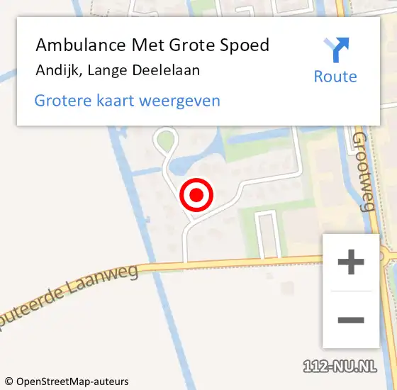 Locatie op kaart van de 112 melding: Ambulance Met Grote Spoed Naar Andijk, Lange Deelelaan op 13 juli 2015 19:12