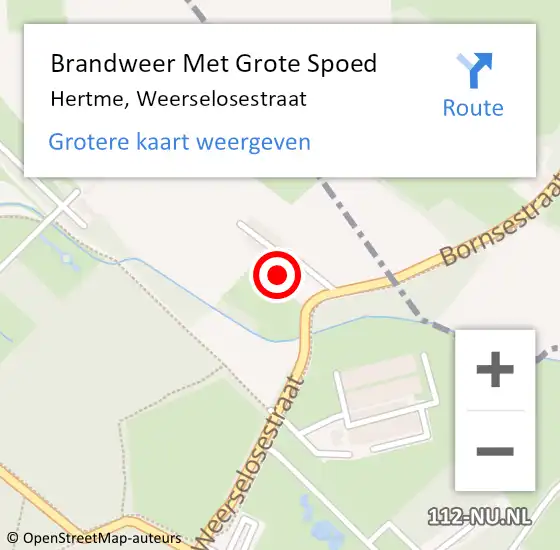 Locatie op kaart van de 112 melding: Brandweer Met Grote Spoed Naar Hertme, Weerselosestraat op 13 juli 2015 20:10