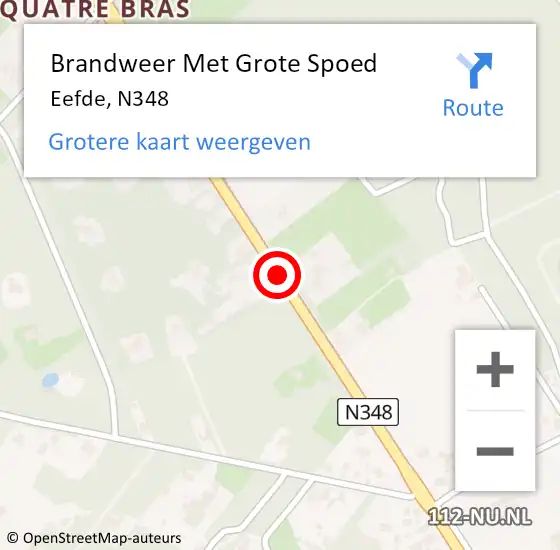 Locatie op kaart van de 112 melding: Brandweer Met Grote Spoed Naar Eefde, N348 op 13 juli 2015 20:17