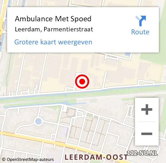 Locatie op kaart van de 112 melding: Ambulance Met Spoed Naar Leerdam, Parmentierstraat op 13 juli 2015 20:39