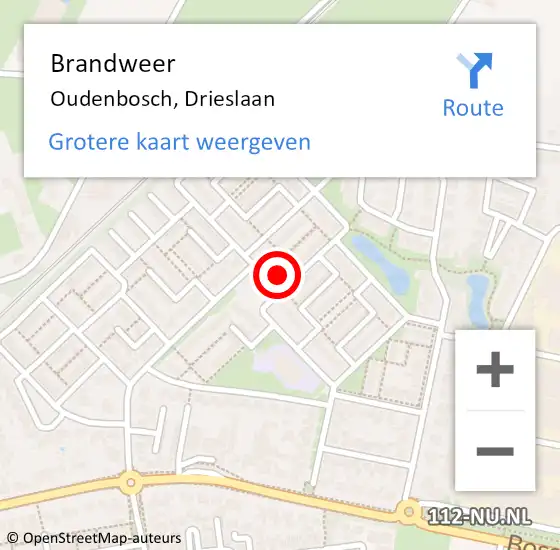 Locatie op kaart van de 112 melding: Brandweer Oudenbosch, Drieslaan op 13 juli 2015 20:48