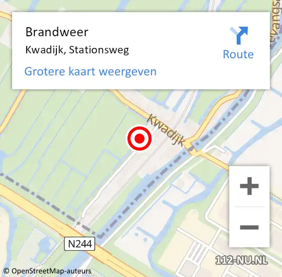 Locatie op kaart van de 112 melding: Brandweer Kwadijk, Stationsweg op 13 juli 2015 21:15