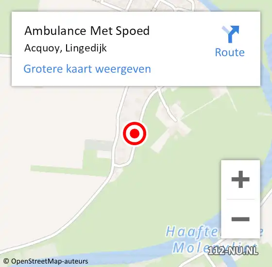 Locatie op kaart van de 112 melding: Ambulance Met Spoed Naar Acquoy, Lingedijk op 13 juli 2015 23:14