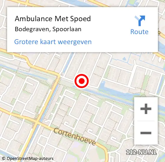 Locatie op kaart van de 112 melding: Ambulance Met Spoed Naar Bodegraven, Spoorlaan op 14 juli 2015 00:10