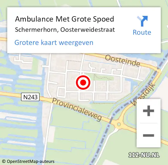 Locatie op kaart van de 112 melding: Ambulance Met Grote Spoed Naar Schermerhorn, Oosterweidestraat op 14 juli 2015 01:10