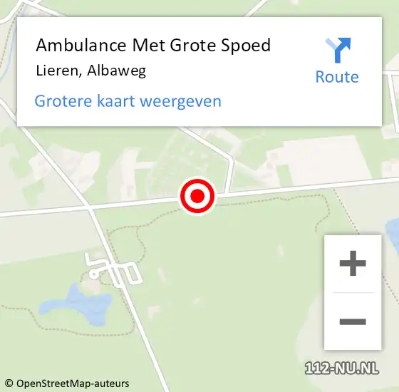Locatie op kaart van de 112 melding: Ambulance Met Grote Spoed Naar Lieren, Albaweg op 14 juli 2015 06:05