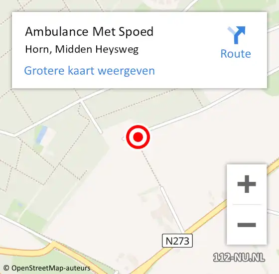 Locatie op kaart van de 112 melding: Ambulance Met Spoed Naar Horn, Midden Heysweg op 14 juli 2015 06:33