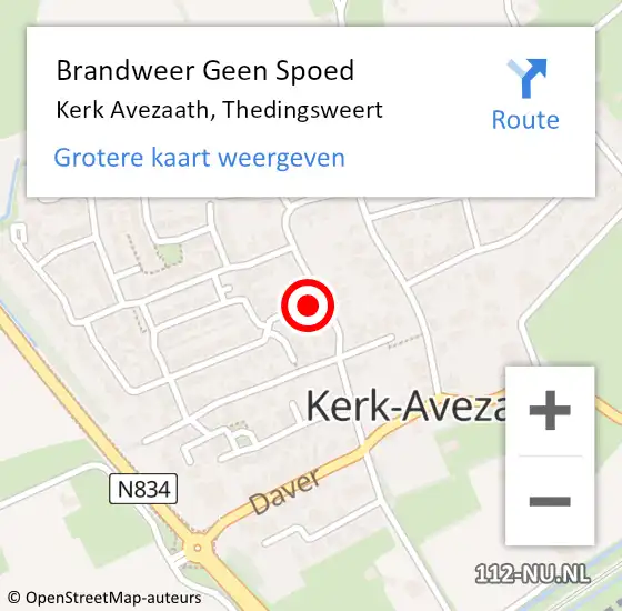 Locatie op kaart van de 112 melding: Brandweer Geen Spoed Naar Kerk Avezaath, Thedingsweert op 14 november 2013 06:53