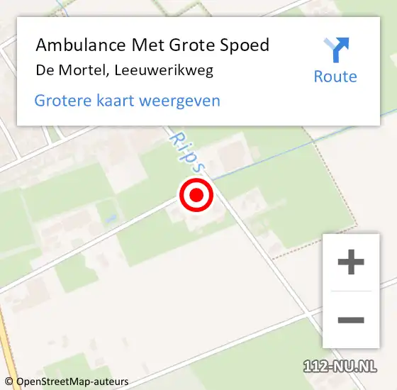 Locatie op kaart van de 112 melding: Ambulance Met Grote Spoed Naar De Mortel, Leeuwerikweg op 14 juli 2015 06:44