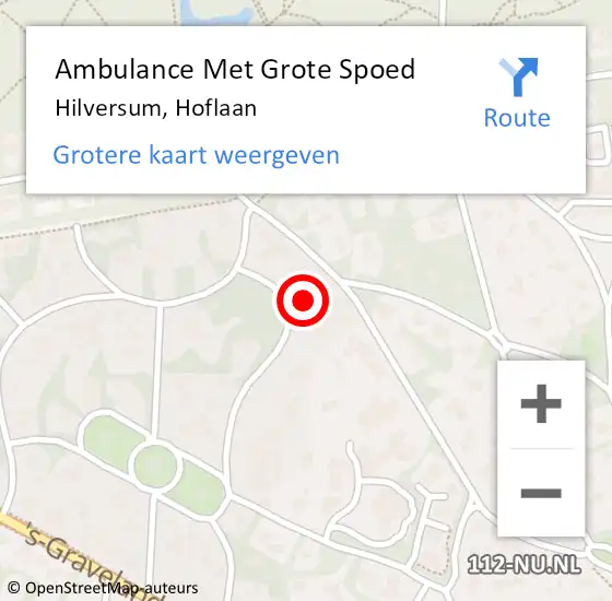 Locatie op kaart van de 112 melding: Ambulance Met Grote Spoed Naar Hilversum, Hoflaan op 14 juli 2015 07:58