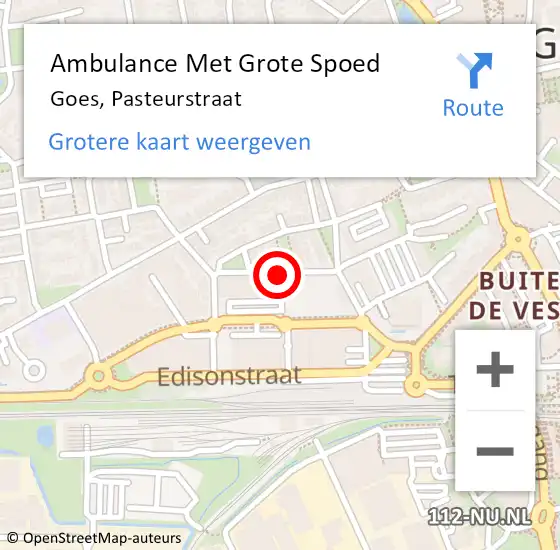 Locatie op kaart van de 112 melding: Ambulance Met Grote Spoed Naar Goes, Pasteurstraat op 14 juli 2015 08:25