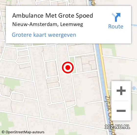 Locatie op kaart van de 112 melding: Ambulance Met Grote Spoed Naar Nieuw-Amsterdam, Leemweg op 14 november 2013 07:38