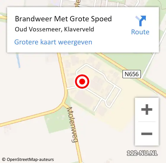 Locatie op kaart van de 112 melding: Brandweer Met Grote Spoed Naar Oud Vossemeer, Klaverveld op 14 juli 2015 11:08