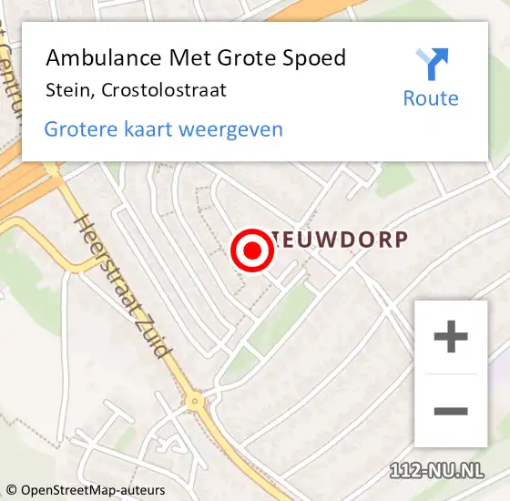 Locatie op kaart van de 112 melding: Ambulance Met Grote Spoed Naar Stein, Crostolostraat op 14 juli 2015 11:21