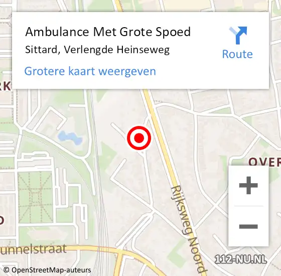 Locatie op kaart van de 112 melding: Ambulance Met Grote Spoed Naar Sittard, Verlengde Heinseweg op 14 juli 2015 11:37