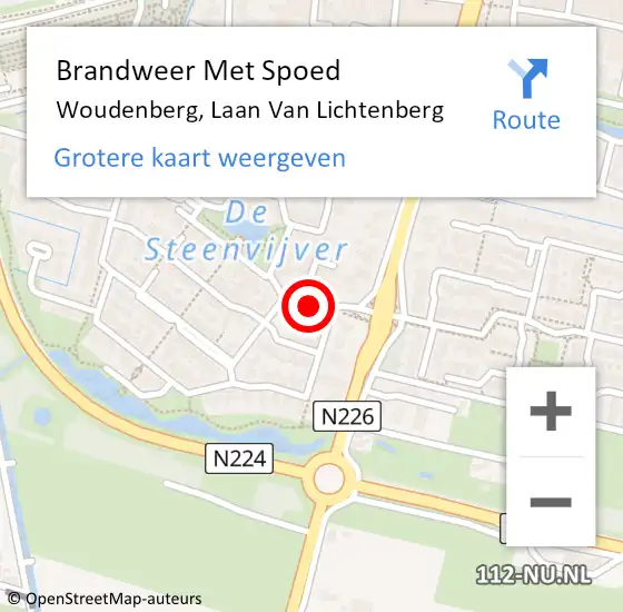 Locatie op kaart van de 112 melding: Brandweer Met Spoed Naar Woudenberg, Laan Van Lichtenberg op 14 juli 2015 12:35