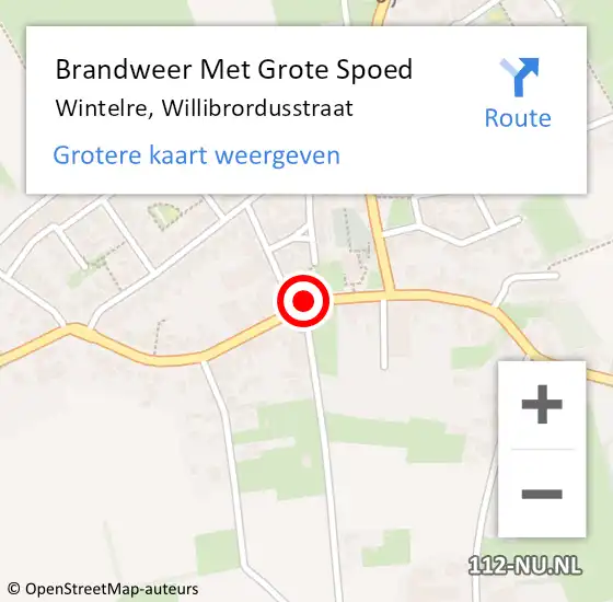 Locatie op kaart van de 112 melding: Brandweer Met Grote Spoed Naar Wintelre, Willibrordusstraat op 14 juli 2015 13:19