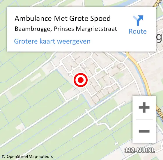 Locatie op kaart van de 112 melding: Ambulance Met Grote Spoed Naar Baambrugge, Prinses Margrietstraat op 14 juli 2015 14:12