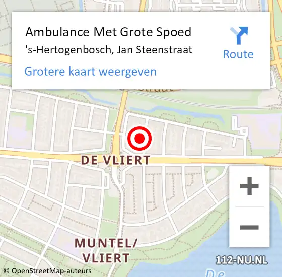 Locatie op kaart van de 112 melding: Ambulance Met Grote Spoed Naar 's-Hertogenbosch, Jan Steenstraat op 14 juli 2015 14:18