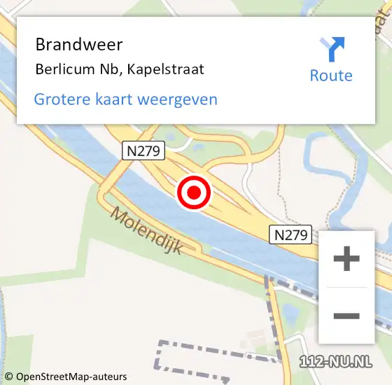 Locatie op kaart van de 112 melding: Brandweer Berlicum, Kapelstraat op 14 juli 2015 14:24