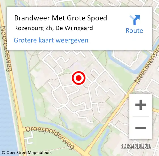 Locatie op kaart van de 112 melding: Brandweer Met Grote Spoed Naar Rozenburg Zh, De Wijngaard op 14 juli 2015 14:33